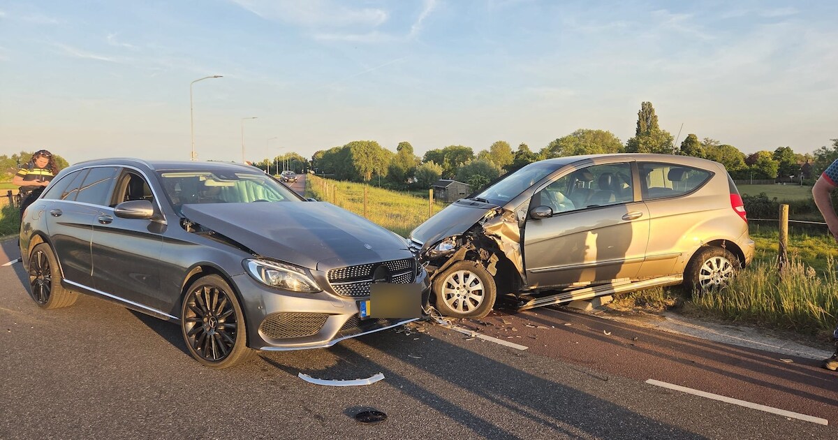 Veel schade bij ongeluk op Herwensedijk in Lobith | Foto
