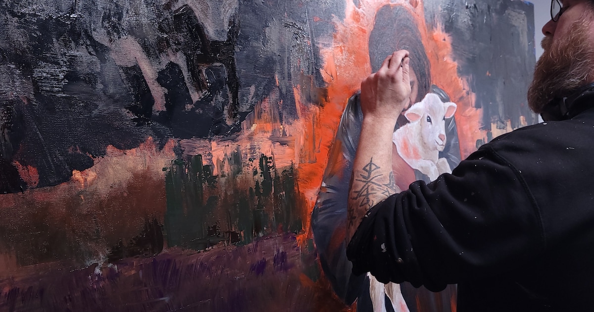 Willem Vos schildert live bij slot van expositie in Dwingeloo