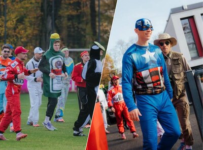 Van F1-coureurs en superhelden tot een fles Jägermeister: Duitse voetbalclub viert carnaval op training