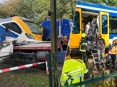 LIVE | Trein ramt truck met betonplaten • Ravage en twee gewonden • 150 reizigers geëvacueerd