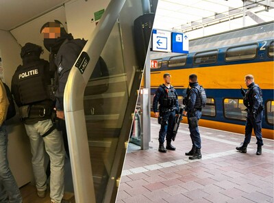 Gemaskerde agenten zoeken in drukke trein naar overvaller: ‘Niet bewegen!’