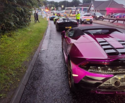 Britse politie neemt vijf Lamborghini’s in beslag vanwege te langzaam rijden