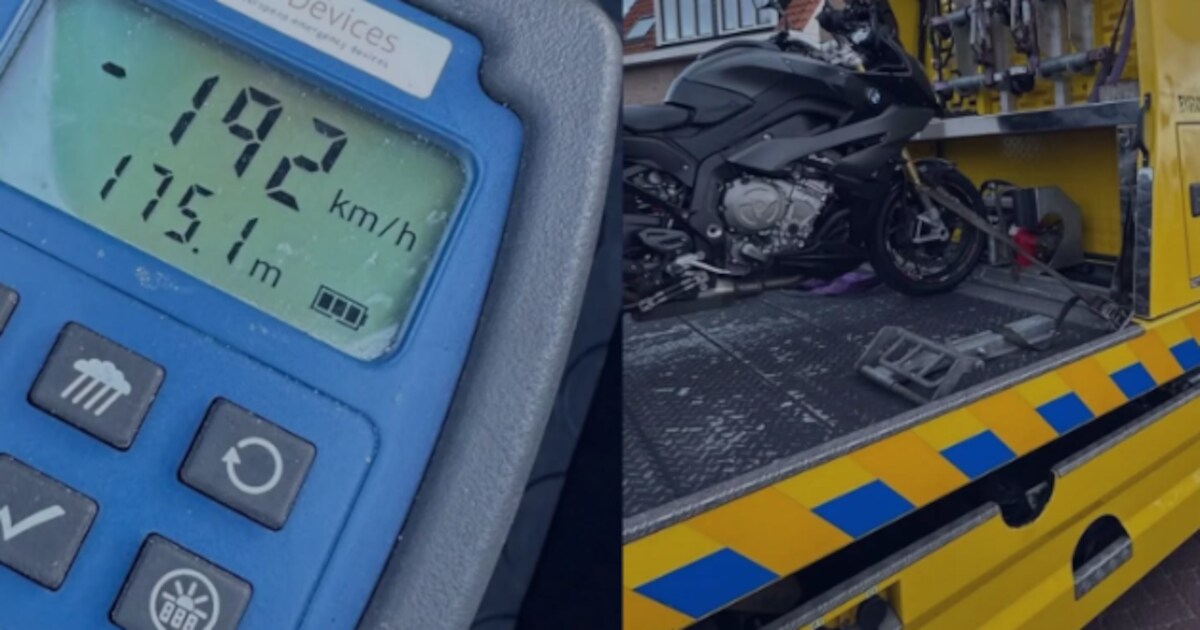 Motorrijder scheurt met 192 kilometer per uur over een 50 kilometer weg in Watergang