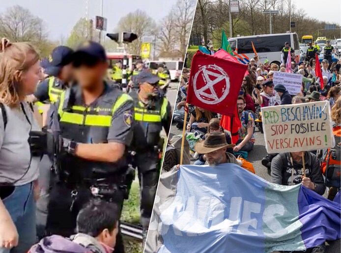 De agent raakte de borst van de vrouw.