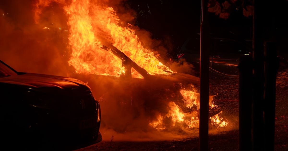 Bestelbus uitgebrand op de Scherhemstraat in Sneek