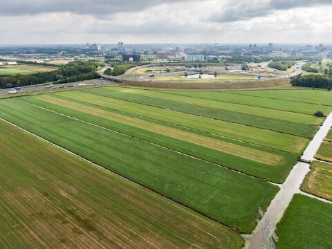 De polder Rijnenburg. Utrecht wil er windmolens en zonnepanelen plaatsen, de Tweede Kamer eist nu dat er huizen worden gebouwd.
