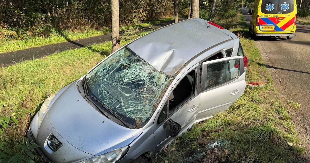 Jonge bestuurder raakt met auto van de weg en belandt in sloot in De Mortel