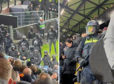 LIVE | Onrust en veel politie na dikke nederlaag GA Eagles • Woede bij directeur Stuttgart: 'Ongeloo