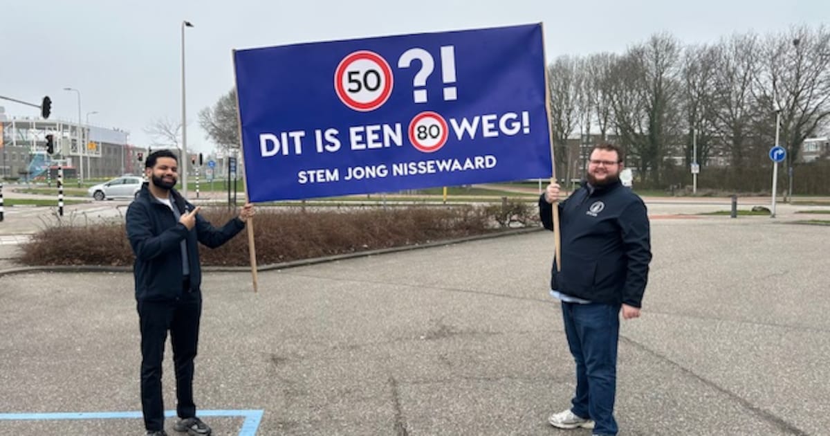 Jong Nissewaard houdt bij wijze van protest ludieke actie op Groene Kruisweg