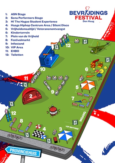 Dit is de nieuwe plattegrond van het Bevrijdingsfestival in Den Haag