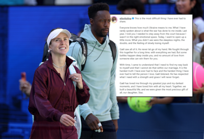 Tenniskoppel Monfils en Svitolina zet punt achter huwelijk: ‘Door oorlog in Oekraïne raakte ik mezelf langzaam kwijt’