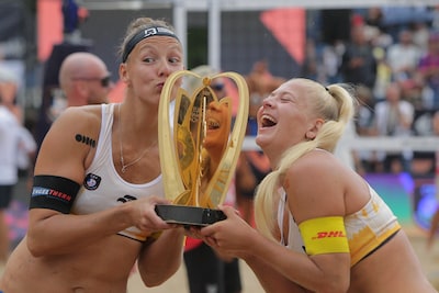 Beachvolleybalsters Schoon en Stam zien Europese titel als tussenstap: ‘Los Angeles, daar willen we voor gaan’