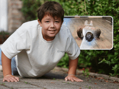 Joshua (11) stopt na een jaar met zijn push-upchallenge voor ALS: ‘De dag was mooi, maar ook pijnlijk’