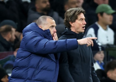 london-england-january-20-john-heitinga-assistant-coach-pointing-and-thomas-frank-manager-of-tottenham-hotspur-on-the-side-line-during-the-uefa-champions-league-2025-26-league-phase-md7-match-between-tottenham-hotspur-and-borussia-dortmund-at-tottenham-hotspur-stadium-on-january-20-2026-in-london-england-photo-by-nigel-french-sportsphoto-allstar-via-getty-images