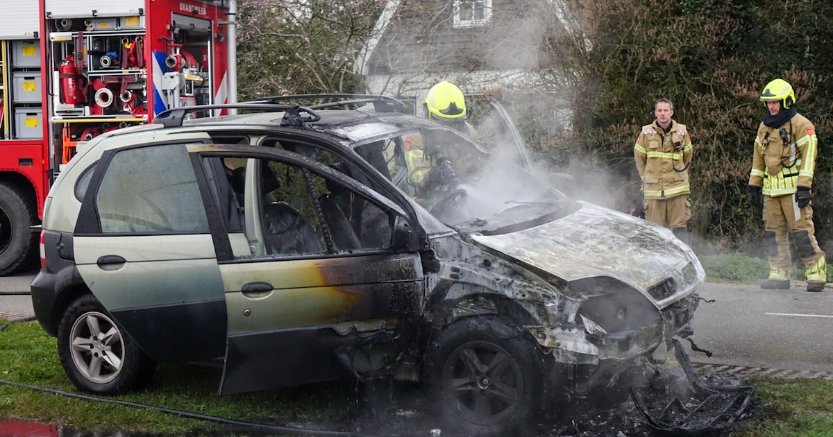 Auto in vlammen opgegaan tijdens rit over Nesdijk in Bergen