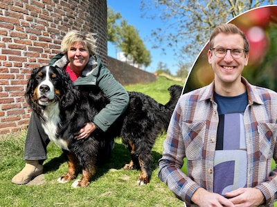 Moniques hond Matz is een allemansvriend die graag tussen de benen van een ander duikt