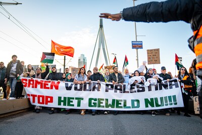 Coolsingel hele zondagmiddag afgesloten wegens demonstratie tegen genocide in Gaza