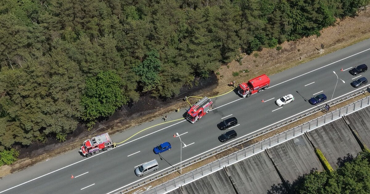 Bermbrand langs de A28 bij Zeist geblust: snelweg vrijgegeven