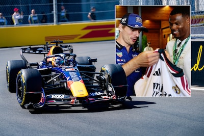 Denzel Dumfries met selectie Real Madrid op bezoek bij Max Verstappen