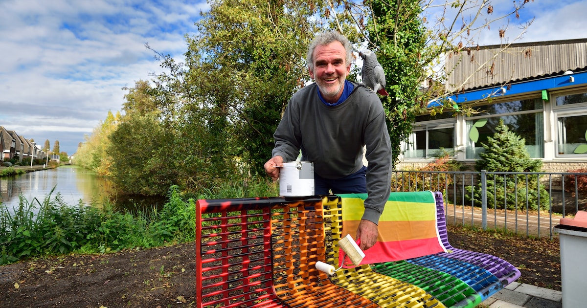 Regenboogbankjes steeds weer zwart geverfd, Rien wil daar wat aan doen: ‘Wat voor last heb je ervan?