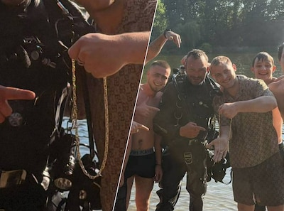 Verjaardagsduik van Volodymyr (25) loopt mis als zijn gouden ketting van 5000 euro in het meer verdwijnt