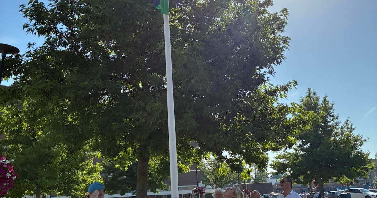 Veteranenvlag gehesen bij raadhuis in Krimpen aan den IJssel