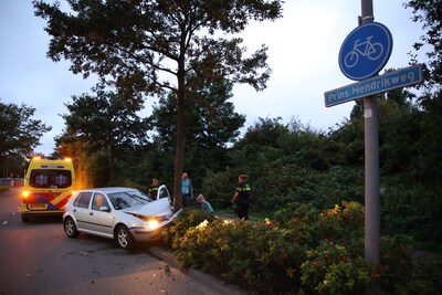 Bestuurder botst frontaal tegen boom in Hoek van Holland en raakt gewond