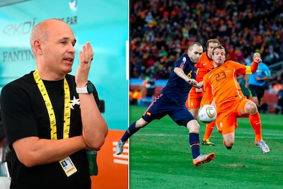 Andrés Iniesta, de Oranjebeul van 16 jaar geleden, nu als uithangbord in de Tour de France