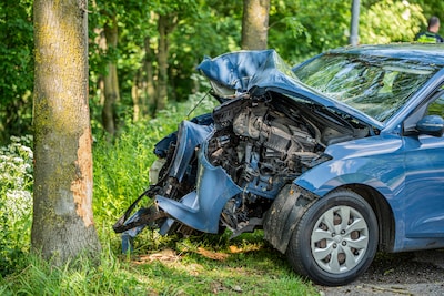 Auto botst tegen boom op Spijksedijk, automobilist gewond naar ziekenhuis