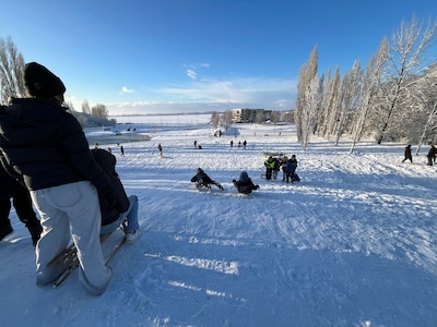 Video! Woerdenaren sleeën massaal vanaf de enige 'berg' van Woerden