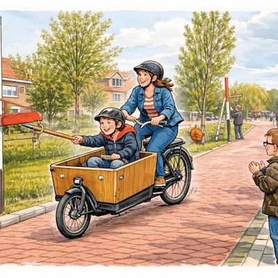 Ringsteken op de bakfiets in Abcoude