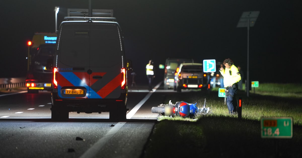 Motorrijder (41) overleden na botsing met ree op de N33 bij Anderen