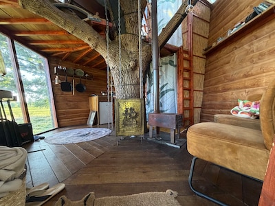 Iedereen zal genieten van deze boomhut waar je kunt slapen, maar de prijs is aan de hoge kant