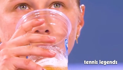 Een toptennisster die bier drinkt tijdens een partij? TV-commentatoren geloven hun ogen niet
