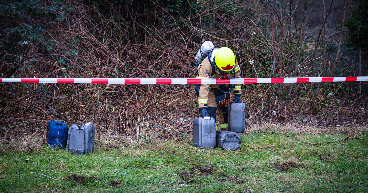 Gedumpte vaten gevonden in de bosjes in de haven, inhoud is mysterie