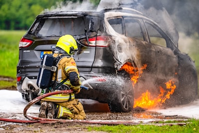 Auto in brand tijdens rijden in Malden, voertuig volledig verloren