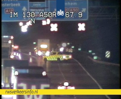 File op A50 voorbij na ongeval met meerdere voertuigen