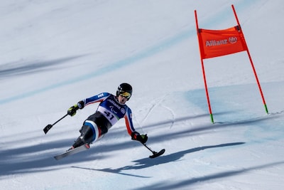 Met 110 km per uur raast zitskiër Niels de Langen (27) naar eremetaal: ‘Ik ga voor Het Wilhelmus’