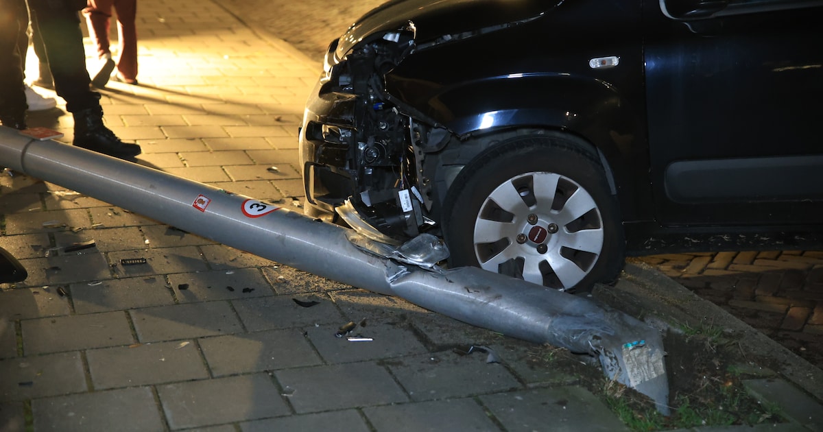 Automobilist rijdt lantaarnpaal omver in Den Hoorn