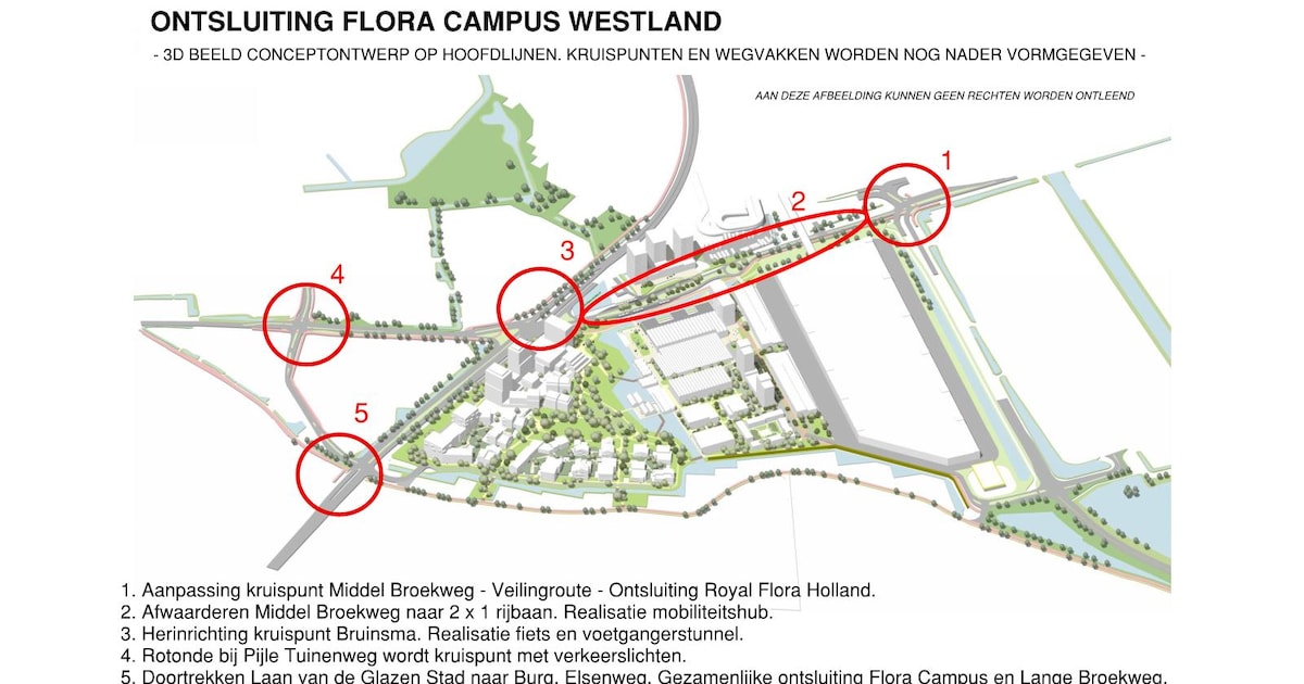 Westland wil nieuw kruispunt op Burgemeester Elsenweg voor verkeer rondom Flora Campus