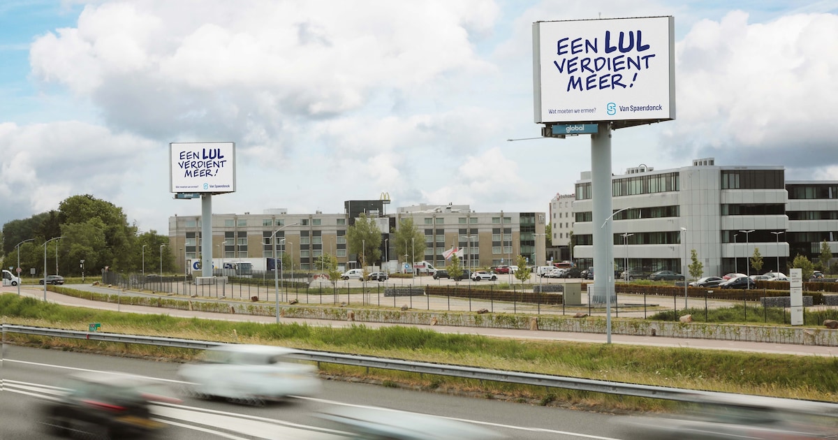 Opvallend billboard langs de A2 bij Vianen moet ondernemers wakker schudden: ‘Een lul verdient meer’