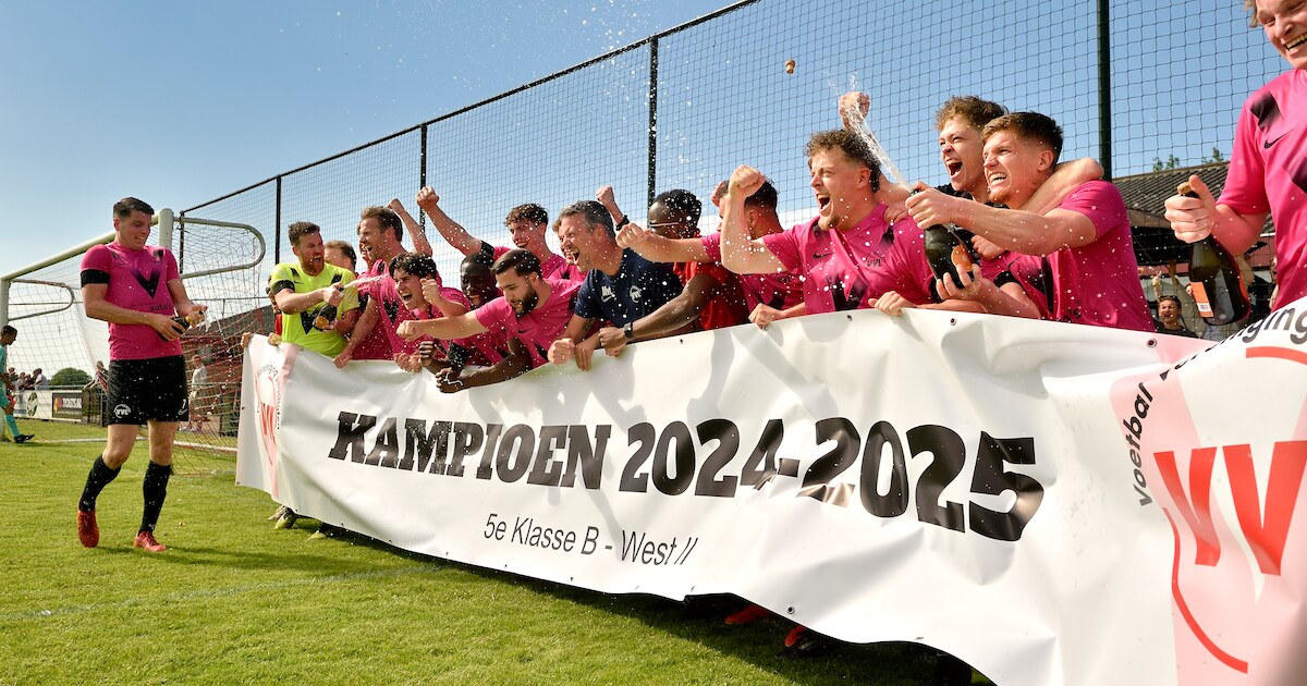 Doelpuntenmachine Linschoten is kampioen: ‘We horen thuis in de vierde klasse’