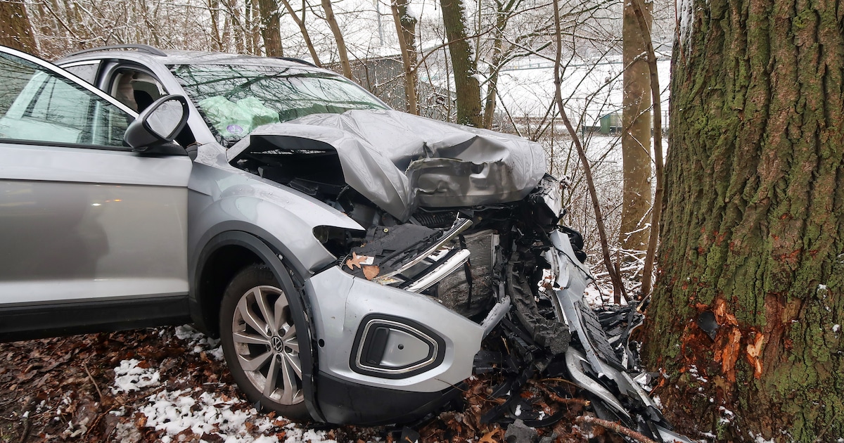 Auto botst tegen boom in Maarssen en raakt flink beschadigd