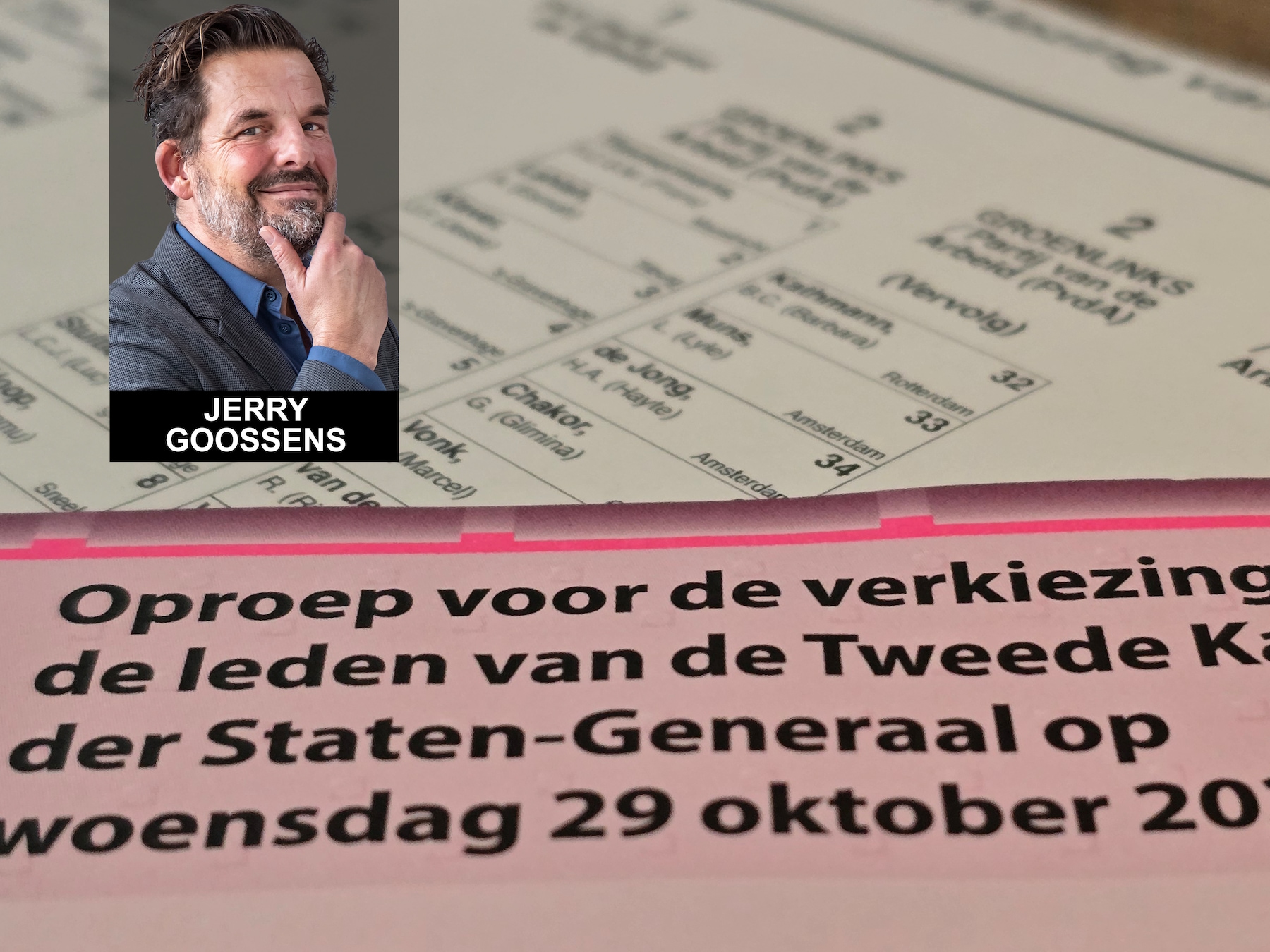 Jerry wordt bevangen door hyperventilerende keuzestress als hij de kandidatenlijst openslaat