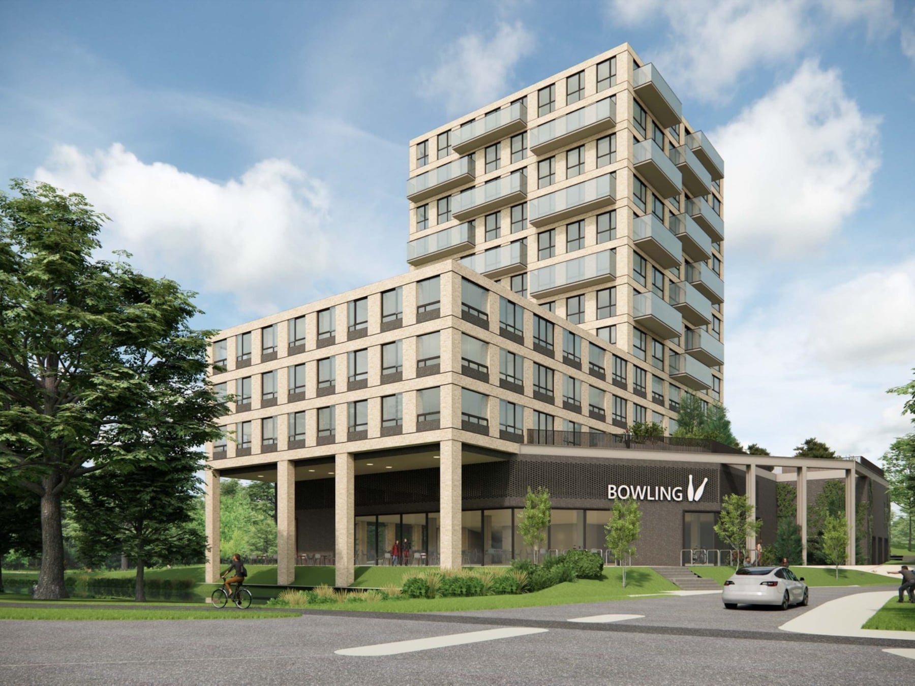 Gemeente Gouda maakt plannen voor woontoren met bowlingcentrum