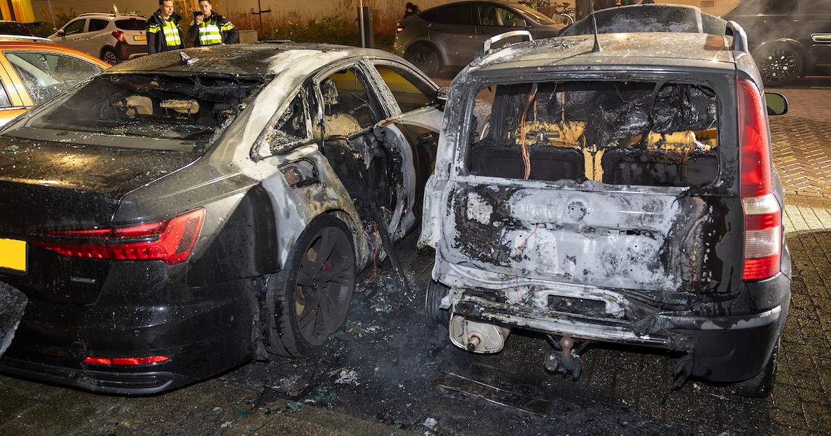 Twee auto's zwaar beschadigd na brand op Prinses Beatrixplein in Haarlem