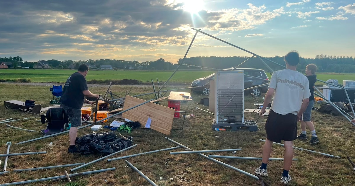 Storm blaast tenten van KSA meters de lucht in in Lommel: “En morgen komen zo’n zeventig kinderen...