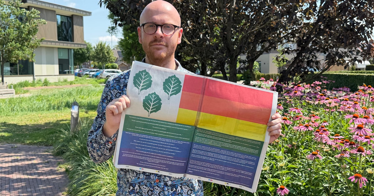 Kjeld koopt twee pagina’s in de krant voor een regenboogvlag en voert vanavond actie bij het gemeent