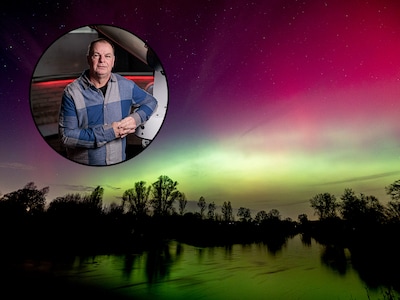 Als 'astroman' Arnold appje krijgt over noorderlicht, springt hij op de fiets: 'Ik schreeuwde het ui