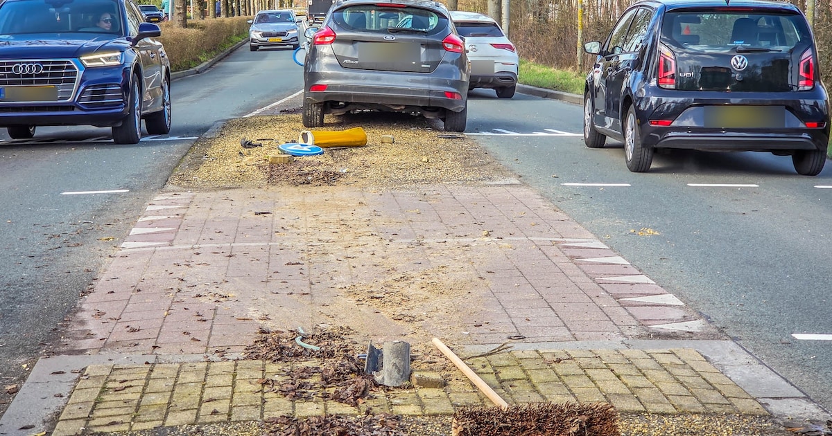 Automobilist ramt verkeersborden en lantaarnpaal omver in Amersfoort